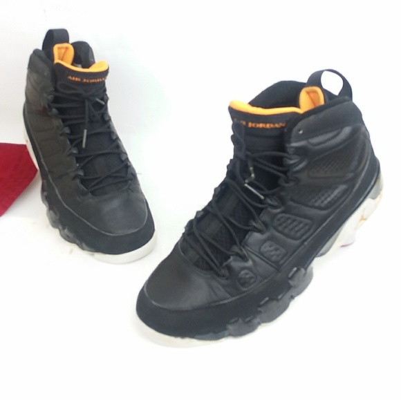 NIKE AIR JORDAN IX 9 RETRO Black Sneakers Size 10 - Picture 2 of 8